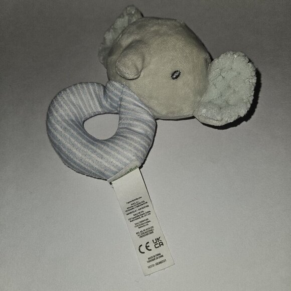Ingenuity Elephant Plush Rattle Baby Toy Stuffed Lovey Grabber Blue Stripes - Picture 3 of 6